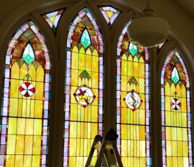 custom stained glass panels beauifully restored by mccully art glass & restorations lafayette indiana